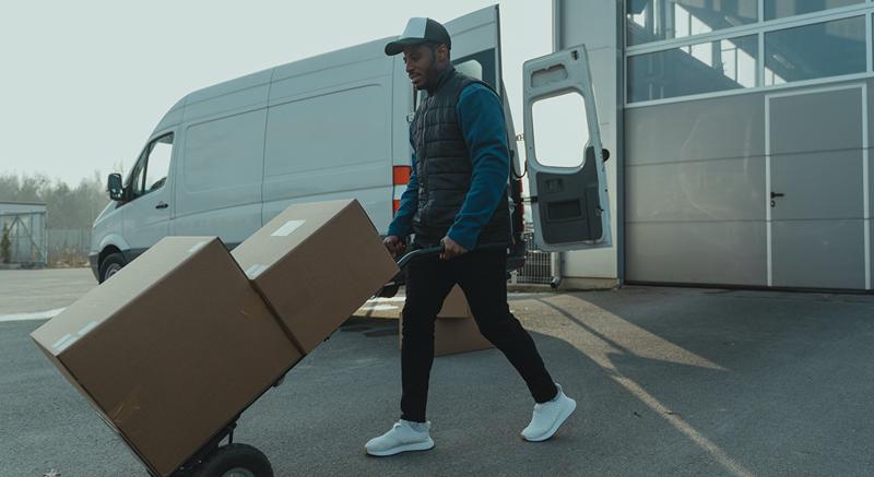 Delivery Guy with Tilted Portable AC